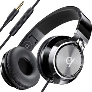 Artix CL750 audífonos plegables con aislamiento de sonido, supraaurales, con cable, con micrófono y control de volumen, audífonos estéreo con diadema ajustable, para computadora, portátil y teléfono celular